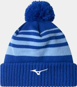 MIZUNO BREATH THERMO POM POM BEANIE BLUE