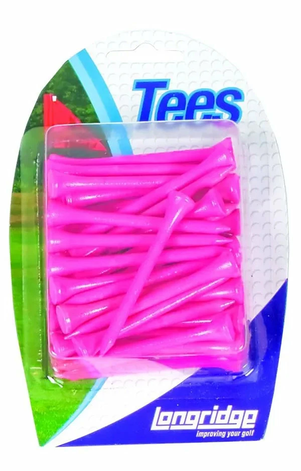 Longridge 69mm (40pcs) Pink Neon Wooden Tees 3 Longridge 69mm (40pcs) Pink Neon Wooden Tees
